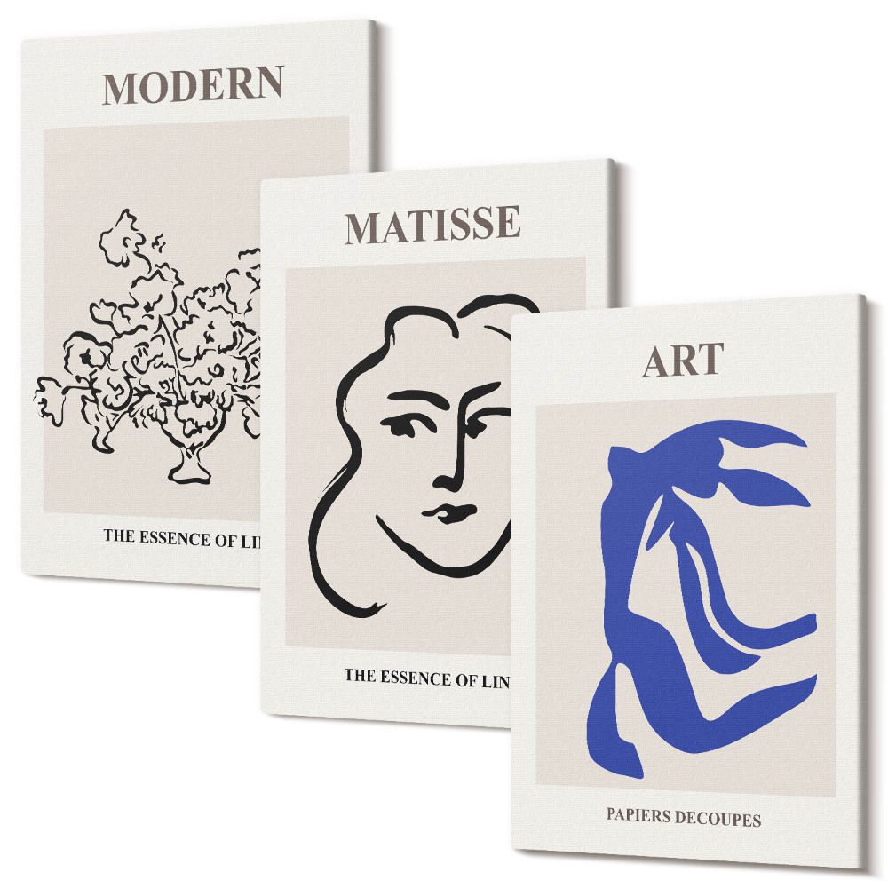 Tablou 3 piese Afișe abstracte în stilul minimalist al lui Henri Matisse