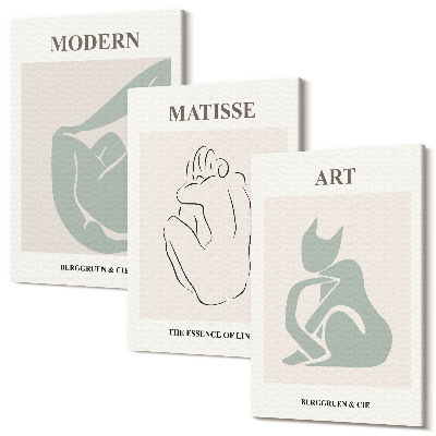 Tablou 3 piese Figuri abstracte în nuanțe pastelate de Henri Matisse