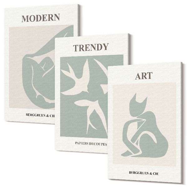 Set tablouri canvas triptic Henri Matisse figuri abstracte în culori discrete