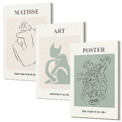 Tablou canvas set triptic Afișe în nuanțe de bej și verde de Henri Matisse