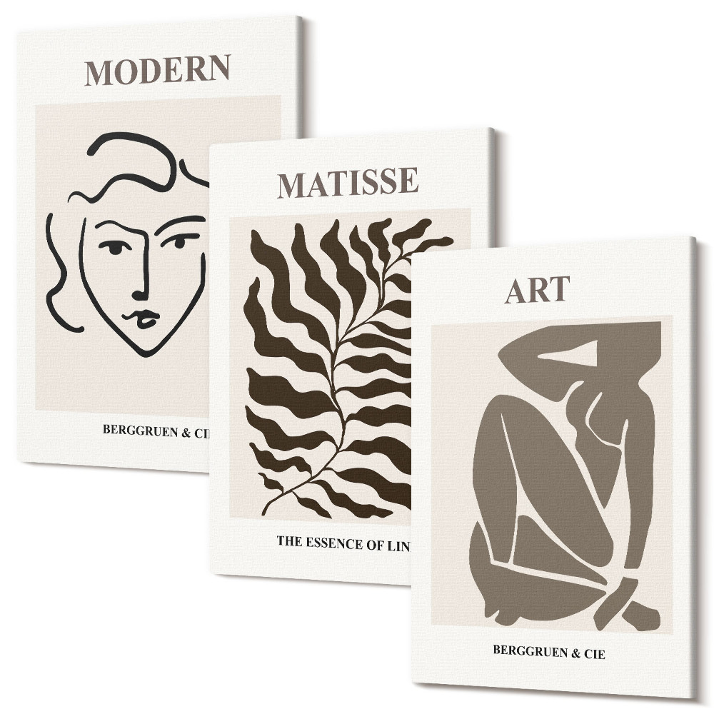 Tablou canvas set triptic Grafică elegantă cu linii și figuri în culori neutre