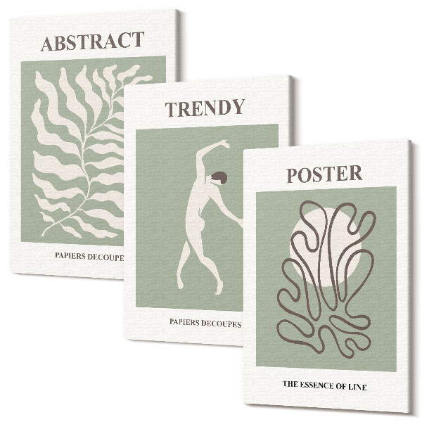 Set tablouri canvas triptic Modele de plante în nuanțe de verde de Henri Matisse