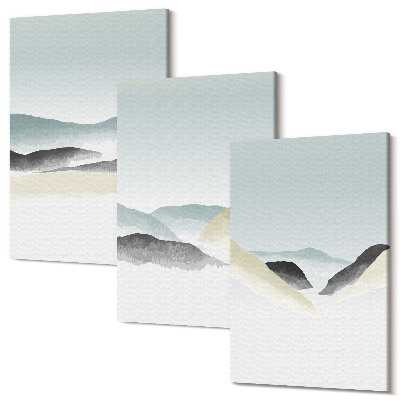 Tablou 3 piese Munți minimalisti în pasteluri delicate