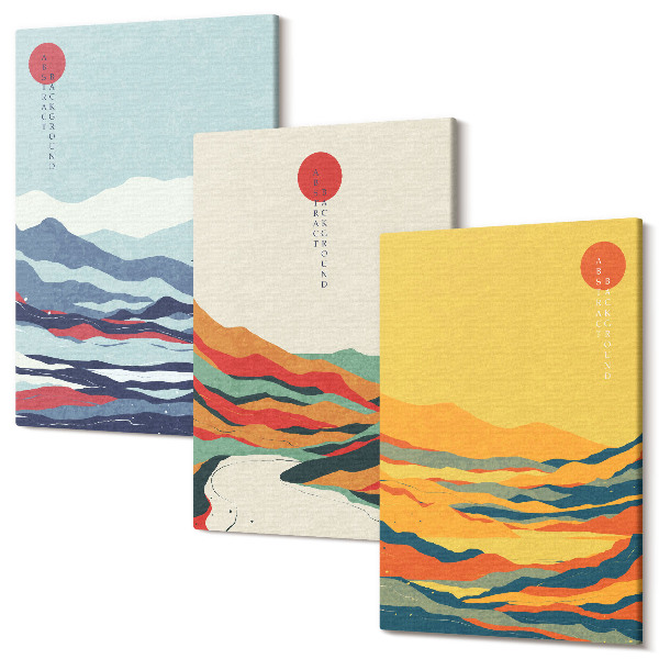 Tablou canvas set triptic Peisaje abstracte colorate de munte și râu