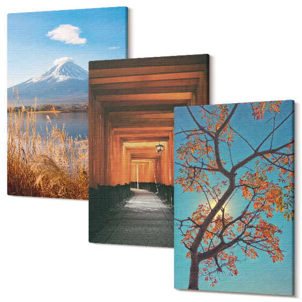 Tablou canvas set triptic Peisajele japoneze, natura și arhitectura Asiei