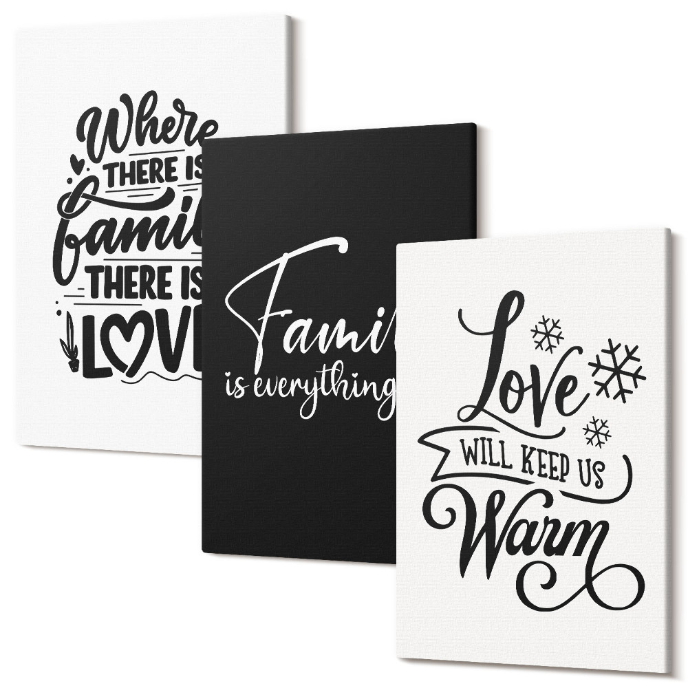 Tablou 3 piese Familie, dragoste, căldură, acasă, citate inspiraționale