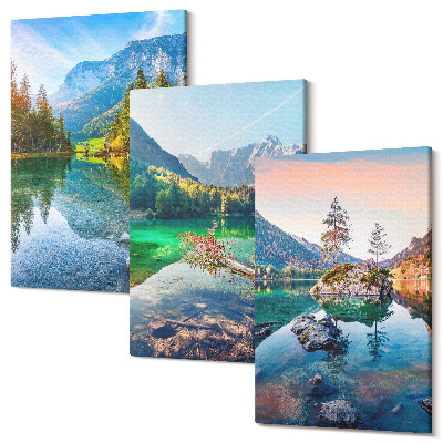 Tablou canvas set triptic Lacuri de munte cu apă și peisaje naturale înconjurătoare