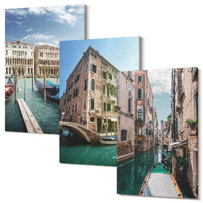 Tablou 3 piese Vederi la Veneția cu canale și arhitectură urbană