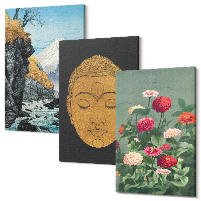 Set tablouri canvas triptic Natura și cultura japoneză în stil japandi