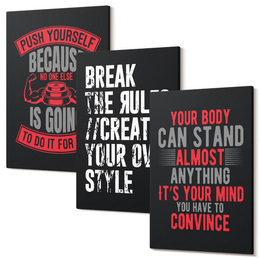 Set tablouri canvas triptic Motivație pentru sloganuri de formare și autodezvoltare