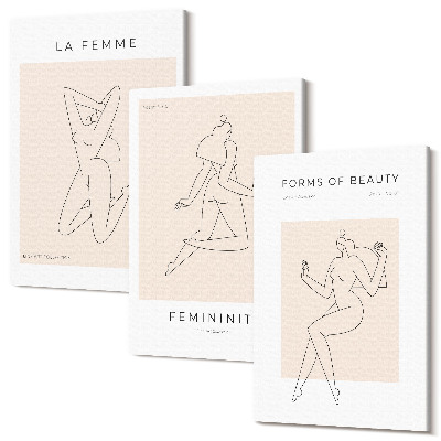 Tablou 3 piese Siluete liniare ale femeilor în postere minimaliste