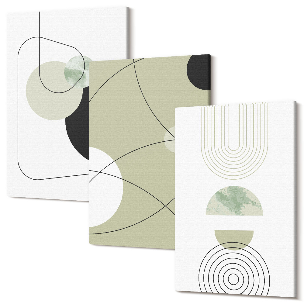 Set tablouri canvas triptic Forme abstracte în culori discrete