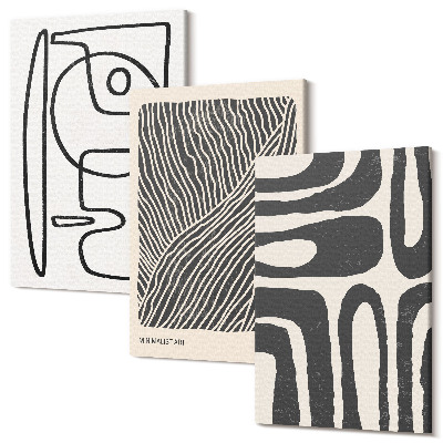 Tablou 3 piese Modele abstracte cu linii și texturi pe un fundal deschis