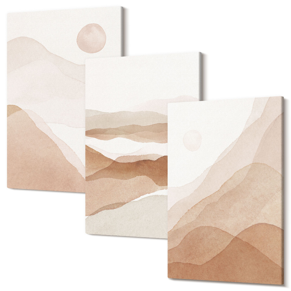 Tablou canvas set triptic Peisaje abstracte în nuanțe de maro și bej