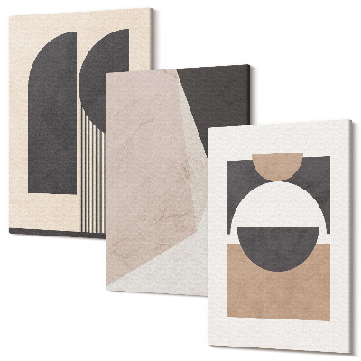 Tablou canvas set triptic Forme abstracte în nuanțe de bej și maro