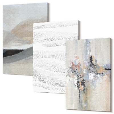 Tablou 3 piese Modele abstracte în tonuri de pământ neutre