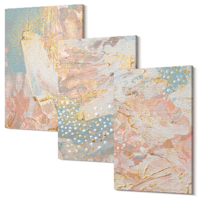 Set tablouri canvas triptic Modele abstracte în textură de culori pastelate