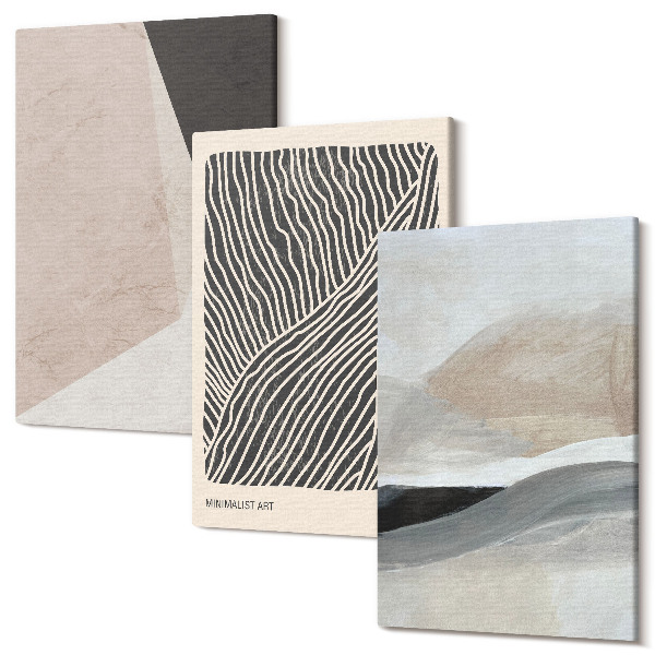 Tablou canvas set triptic Modele abstracte în nuanțe de bej și gri