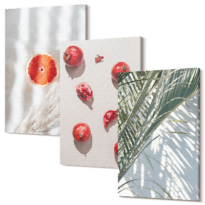 Set tablouri canvas triptic Frunze tropicale de vacanță frunze de palmier