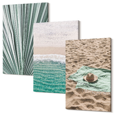 Tablou 3 piese Vederi de vacanță de vară pe plaja de lângă mare