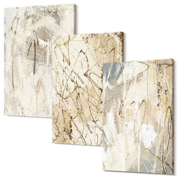 Tablou 3 piese Modele abstracte în nuanțe de bej și gri