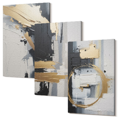 Tablou canvas set triptic Compoziții de pictură abstractă în alb-negru