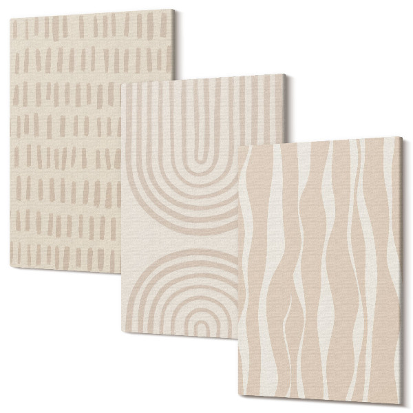 Tablou 3 piese Modele abstracte în nuanțe de bej și alb