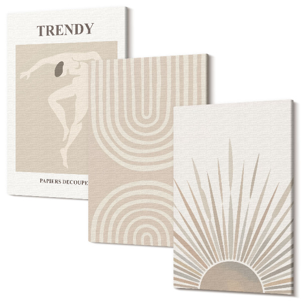 Tablou canvas set triptic Afișe pastel, abstracții boho la modă