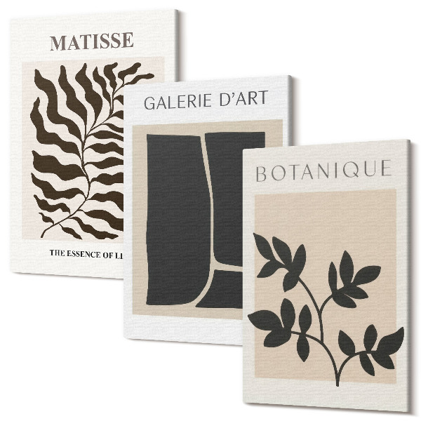 Set tablouri canvas triptic Afișe minimaliste cu modele de plante și rezumate