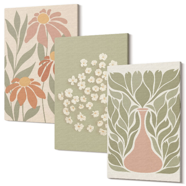 Tablou canvas set triptic Motive florale, modele minimaliste, stil boho