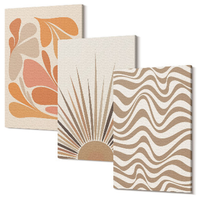 Tablou 3 piese Sun boho pastel forme abstracte