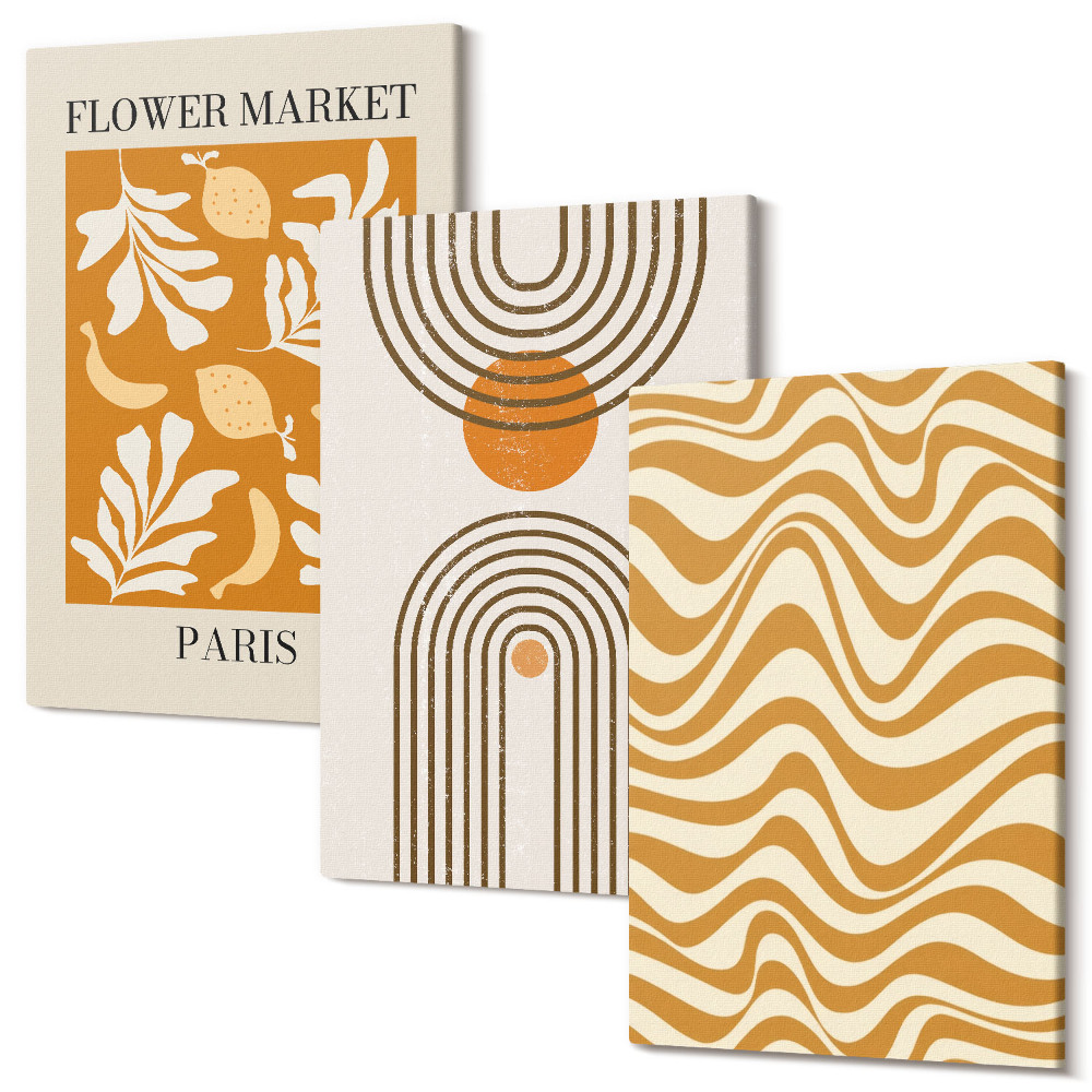 Set tablouri canvas triptic Afișe de modă cu modele florale și geometrice