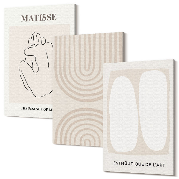 Set tablouri canvas triptic Linii elegante și forme minimaliste în tonuri neutre