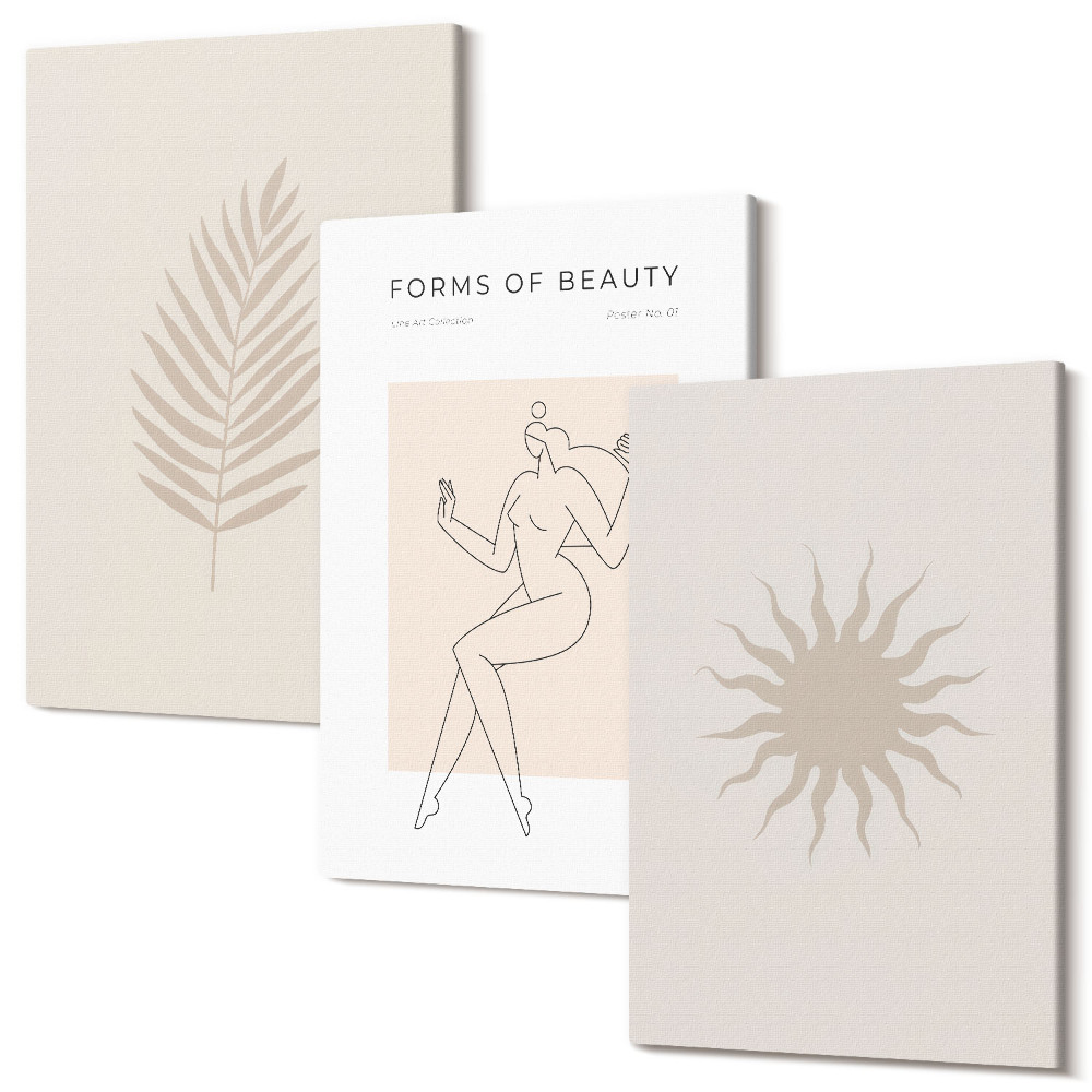 Tablou canvas set triptic O colecție de forme minimaliste și forme naturale