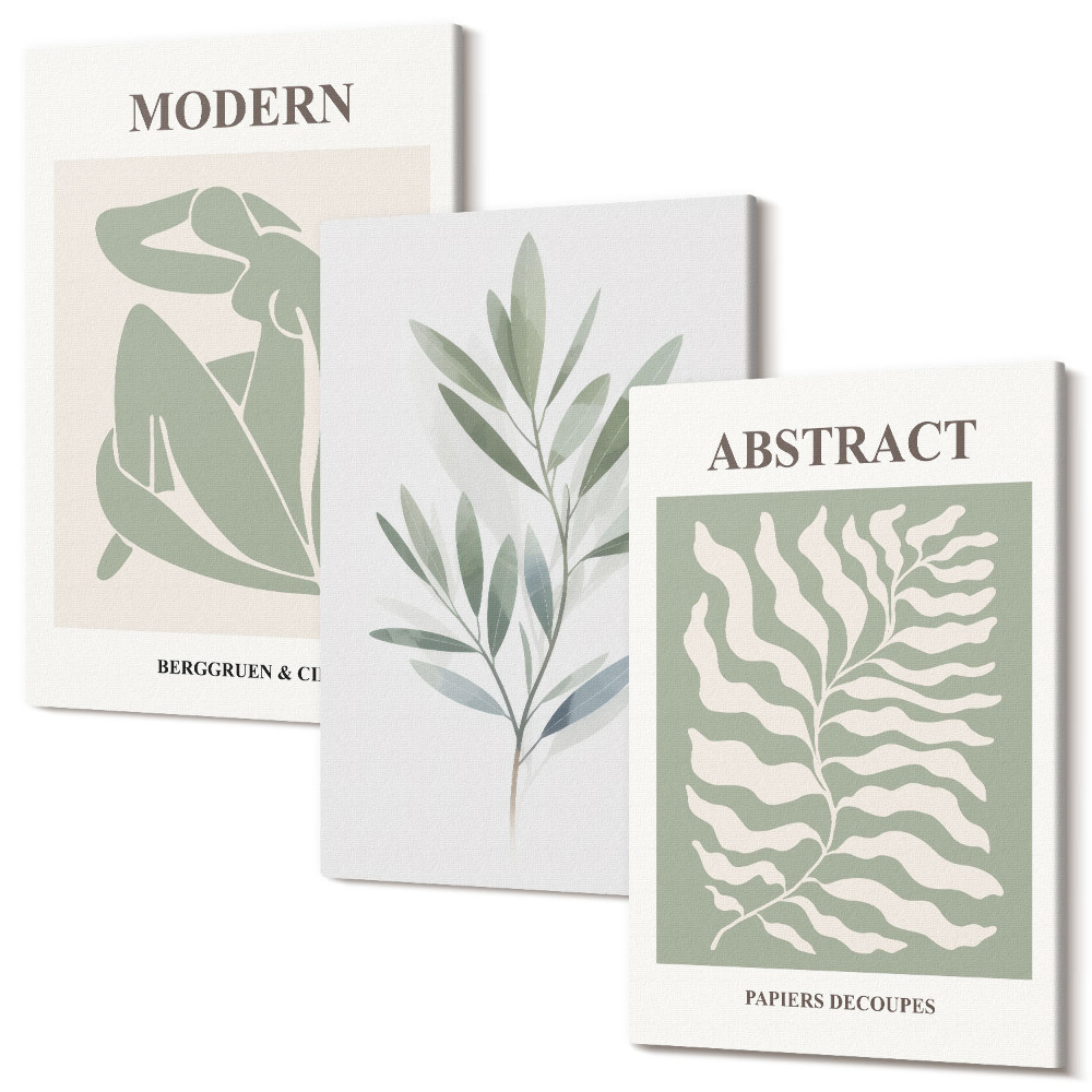 Tablou 3 piese Matisse design acuarela plante boho