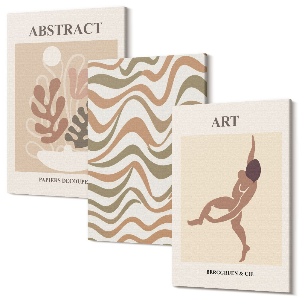 Tablou canvas set triptic Matisse boho forme și modele abstracte