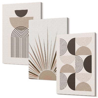 Tablou 3 piese Forme abstracte în nuanțe de bej și maro