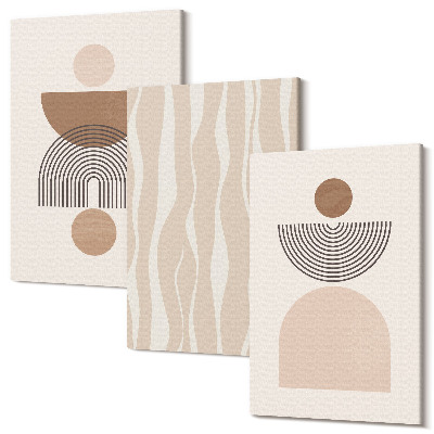 Set tablouri canvas triptic Forme abstracte în nuanțe de maro și bej