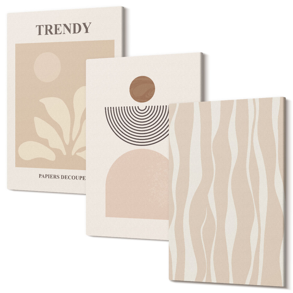 Tablou canvas set triptic Compoziții abstracte elegante în nuanțe de bej