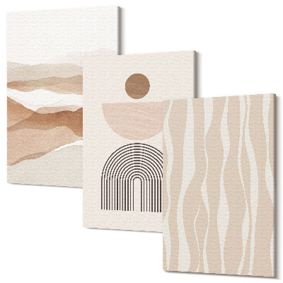 Tablou canvas set triptic Peisaj abstract, forme naturale și geometrie