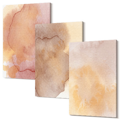 Tablou canvas set triptic Acuarele calde pe pânză, texturi colorate