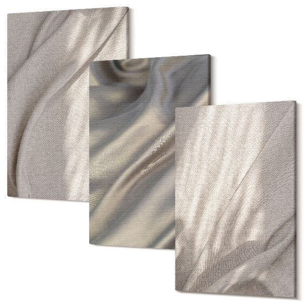 Set tablouri canvas triptic Prim-plan cu structuri de material natural în stil boho
