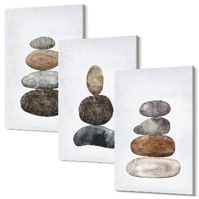 Tablou canvas set triptic Stive de pietre pictură boho minimalistă