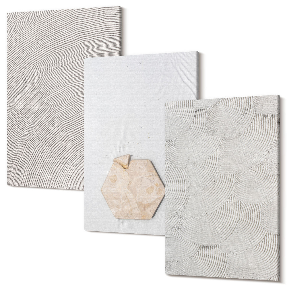 Tablou canvas set triptic Texturi ușoare pe nisip, stil boho delicat