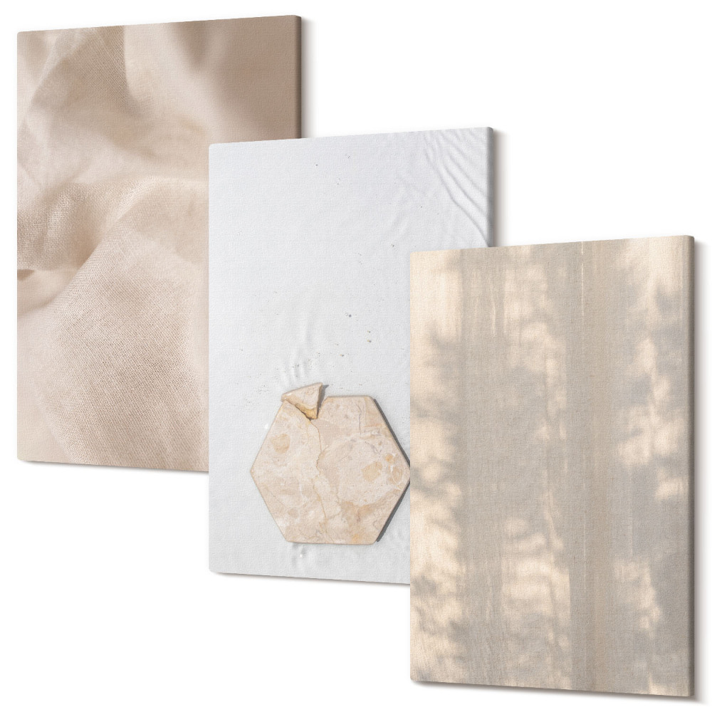 Tablou 3 piese Texturi subtile într-un stil boho natural