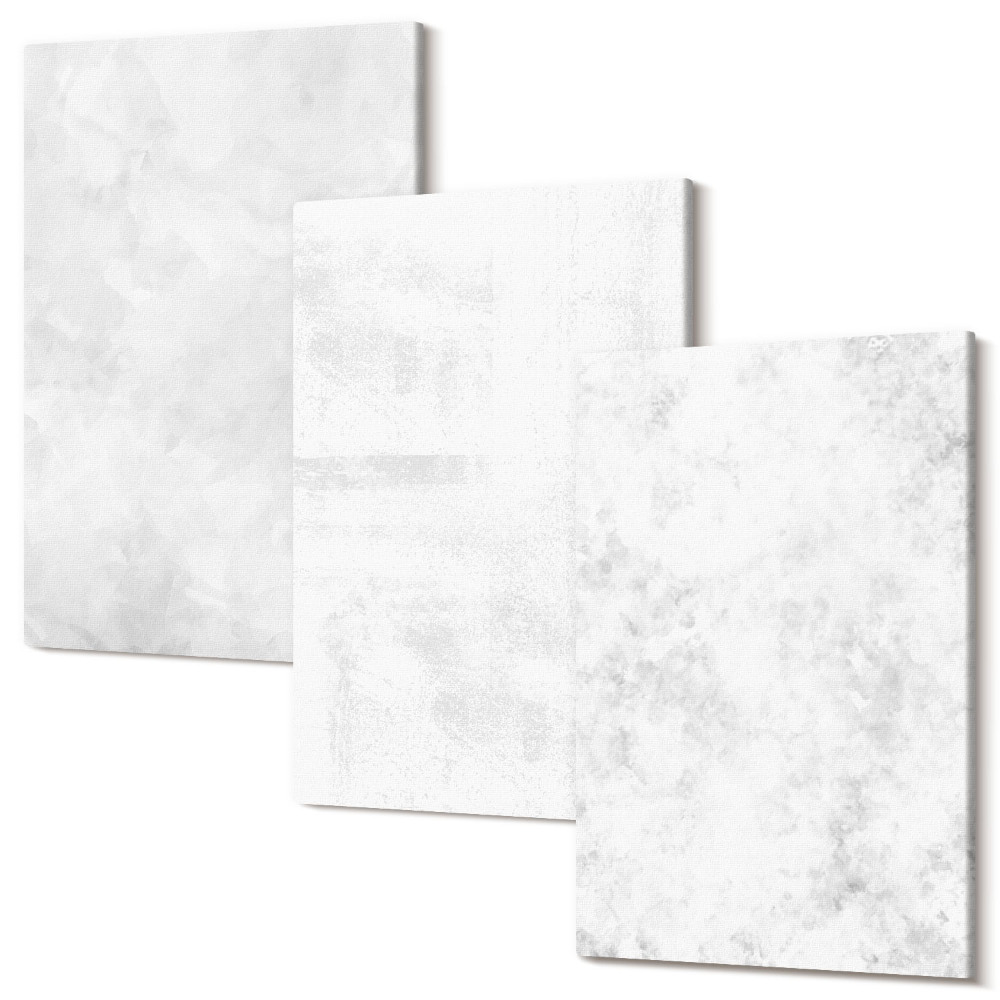 Set tablouri canvas triptic Pete albe pe fundaluri minimaliste de pânză