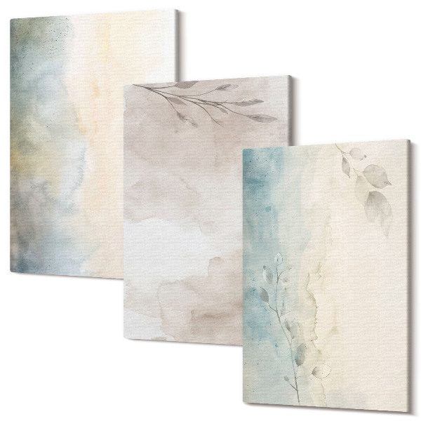 Set tablouri canvas triptic Cartoane delicate din vopsele acuarele