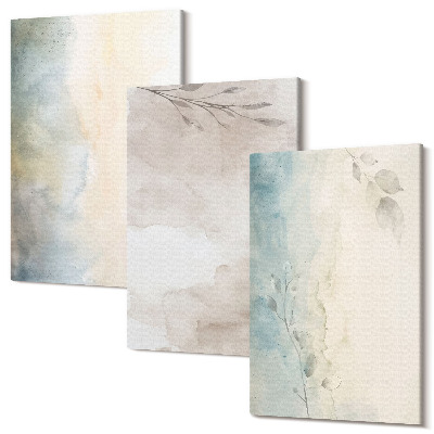 Set tablouri canvas triptic Cartoane delicate din vopsele acuarele
