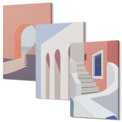 Tablou canvas set triptic Ilustrații ale arhitecturii urbane într-un stil minimalist