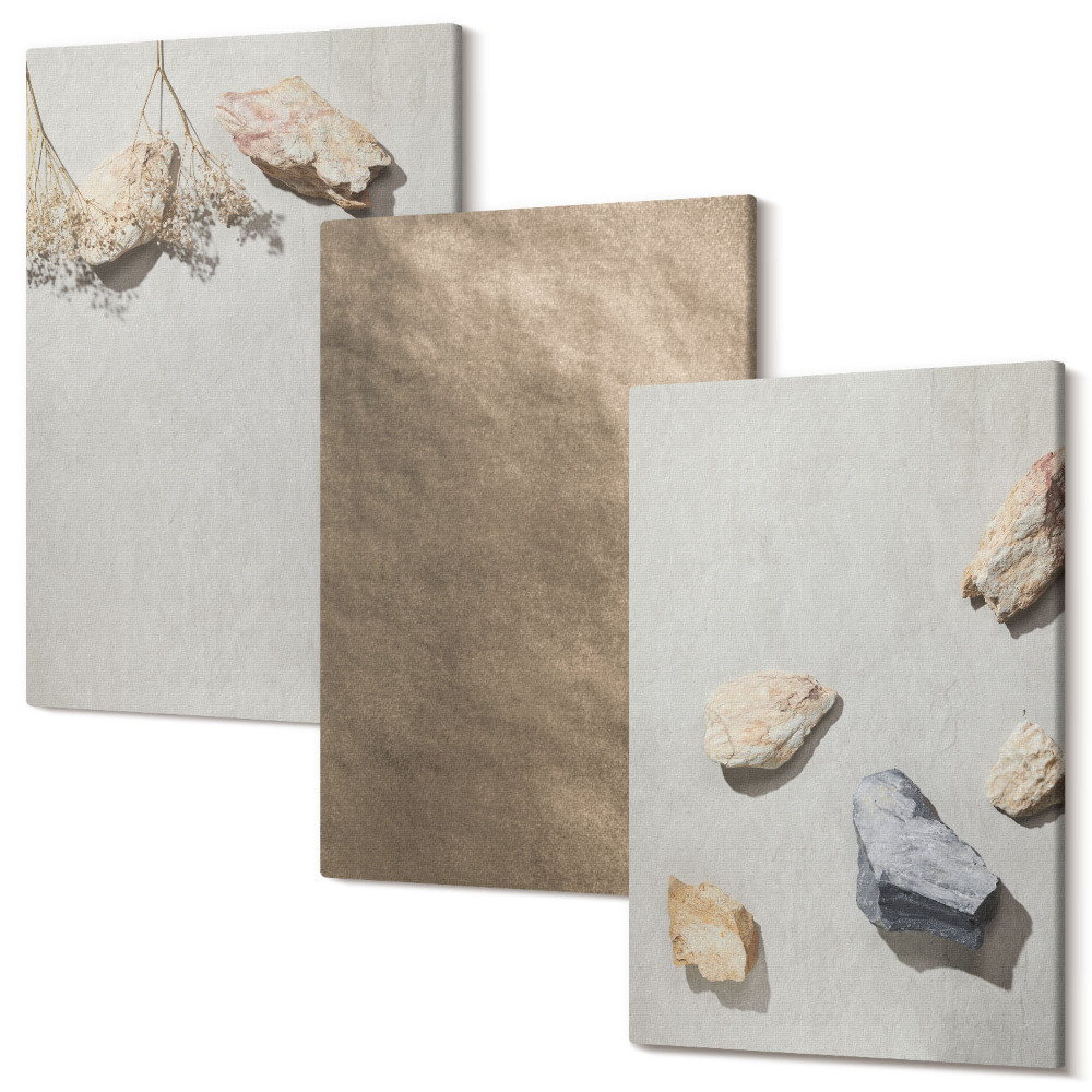 Tablou 3 piese Structuri naturale din pietre de plajă